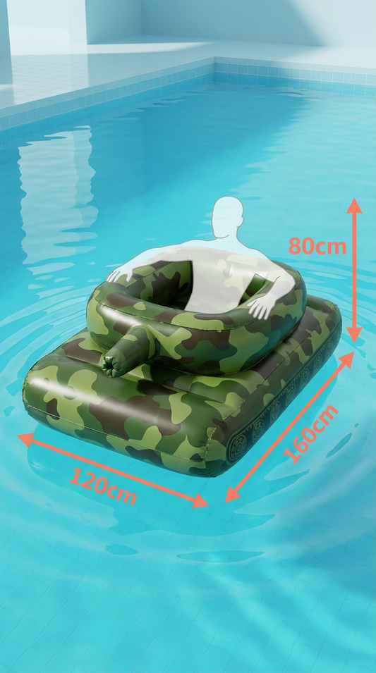 WaterFloats inflatable tank pool float - adult size dimensions 160x120x80cm